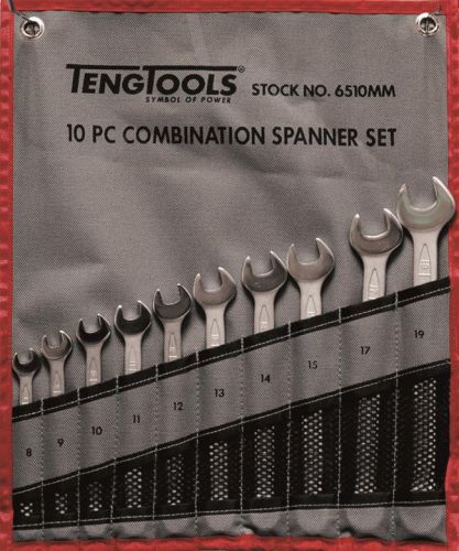 10-elementowy zestaw kluczy płasko-oczkowych 8-19 mm Teng Tools 6510MM
