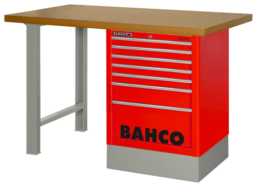 Stół warsztatowy 7 szuflad z blatem MDF 1800x750x1030 mm (czerwony) BAHCO