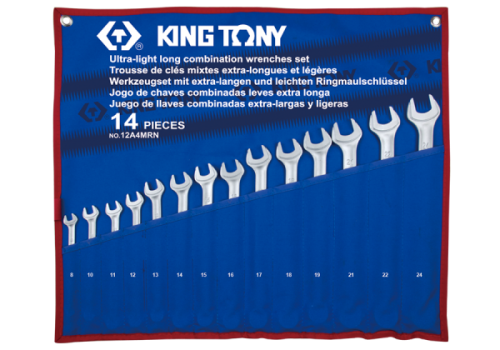 ZESTAW KLUCZY PŁASKO-OCZKOWYCH DŁUGICH 14cz. 8 - 24mm, ETUI King Tony
