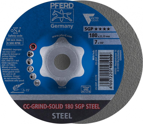 Sciernica tarcz.CC-GRIND Solid SGP STEEL 180mm PFERD