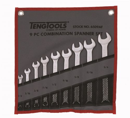9-elementowy zestaw kluczy płasko-oczkowych calowych 1/4\ - 3/4\ Teng Tools
