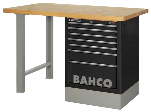 Stół warsztatowy 6 szuflad z blatem drewnianym 1800x750x1030 mm (czarny) BAHCO